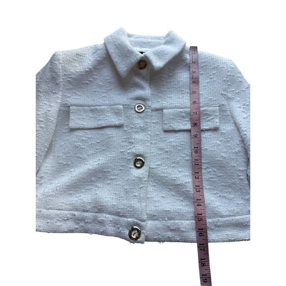 ZARA Textured Cropped Blazer with Gold Buttons In Oyster White Size M - Picture 12 of 12